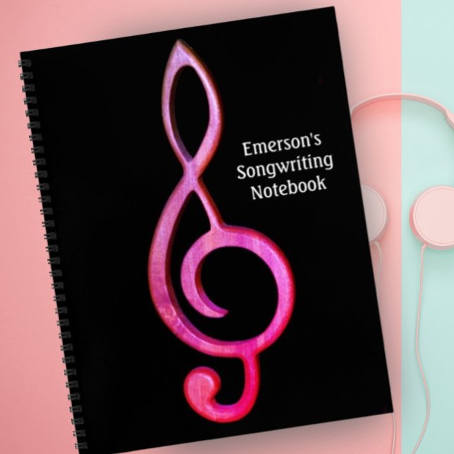 Treble Clef Customise Hot Pink Music Design Notebook (Creator Uploaded)