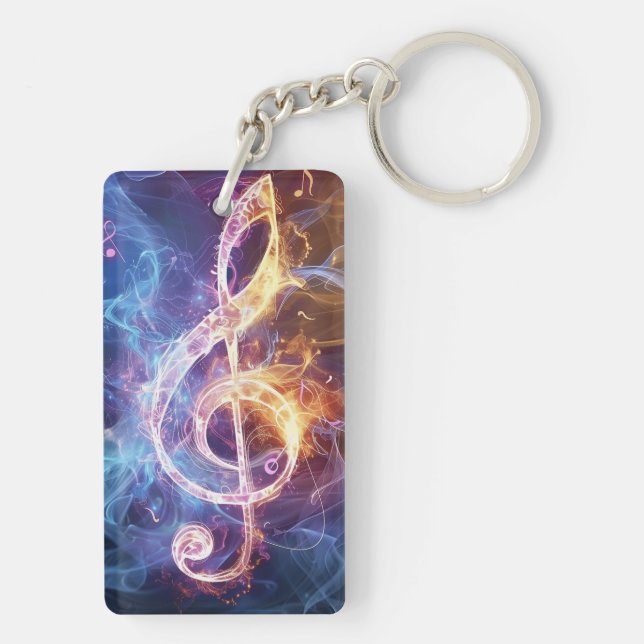 Treble Clef Digital Art Key Ring (Back)
