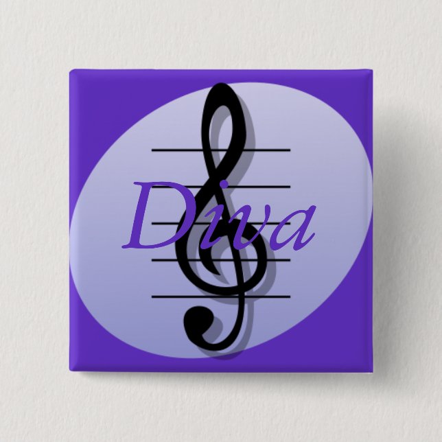 Treble Clef, Diva 15 Cm Square Badge (Front)