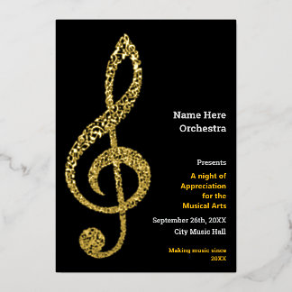Treble clef Elegant Minimal Gold Music Notes Text