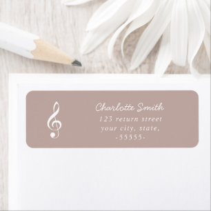Treble Clef Elegant Script Music Teacher Modern Return Address Label