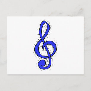 Treble Clef Graphic Design Medium Blue Postcard