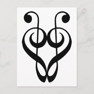 Treble clef heart (black) postcard