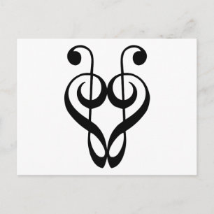 Treble clef heart (black) postcard