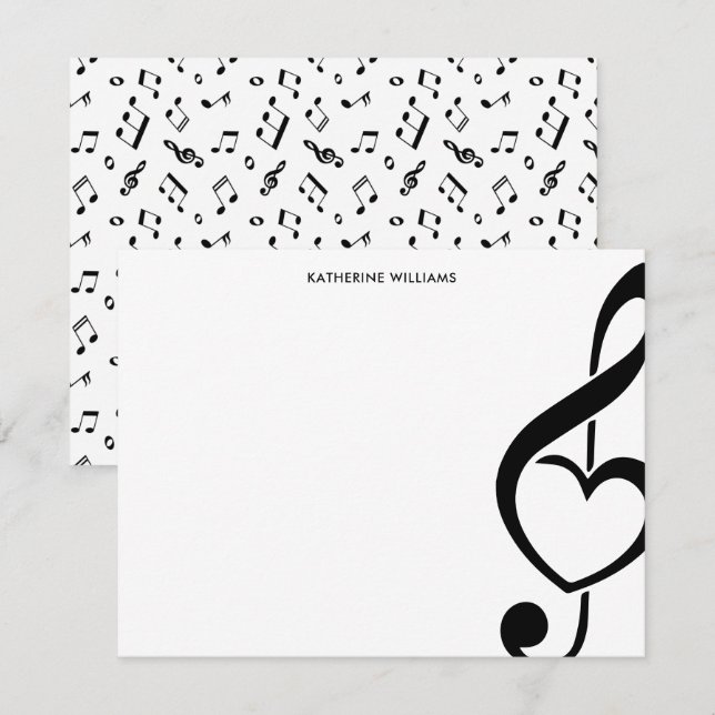 Treble Clef Heart Music Note Personalised Card (Front/Back)