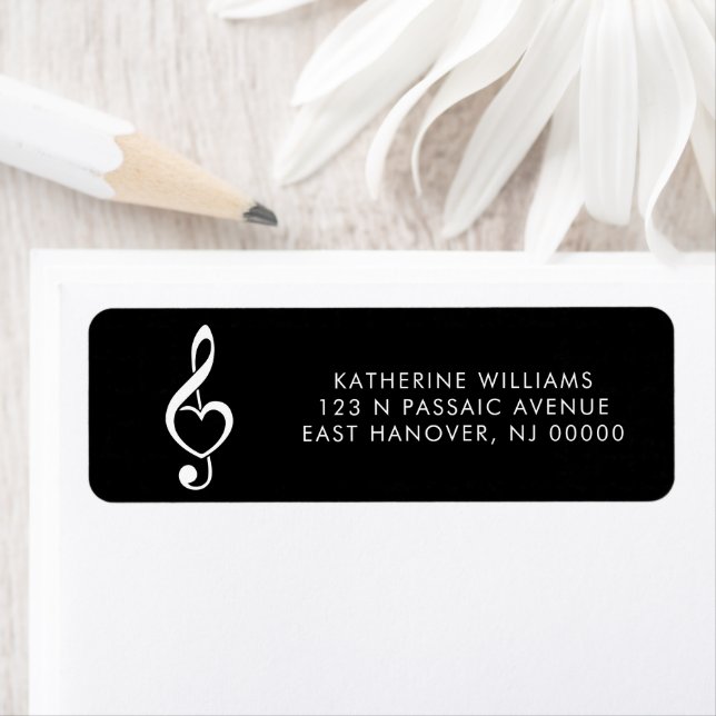 Treble Clef Heart Return Address Label (Insitu)