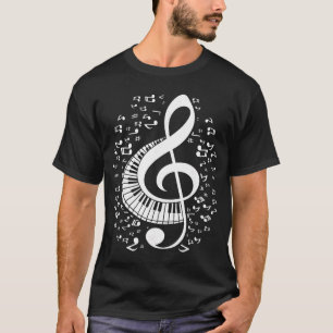 Treble Clef Keyboard Classical Music Notes Pianist T-Shirt