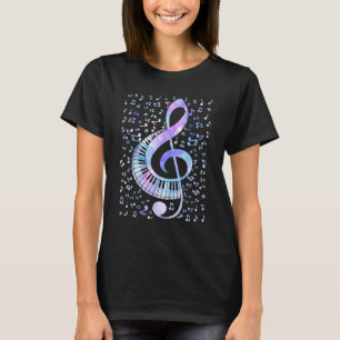 Treble Clef Keyboard Tie Dye Retro Music Notes Pia T-Shirt