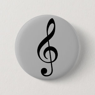 treble clef music 6 cm round badge