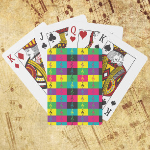 Treble Clef Music Bright Colour Pattern Playing Cards