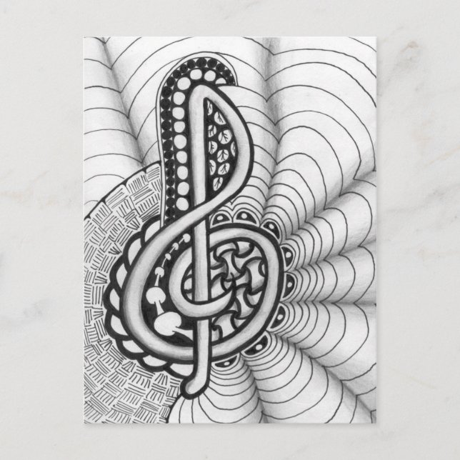 Treble Clef Music Doodle Postcard (Front)