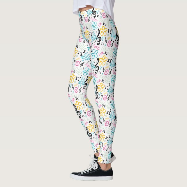 Treble Clef Music Gift Musician Teacher Band Leggings (Left)