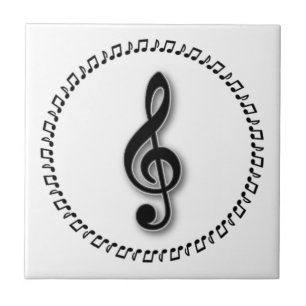 Treble Clef Music Note Design Ceramic Tile