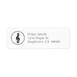 Treble Clef Music Note Design Return Address Label