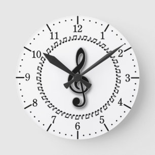 Treble Clef Music Note Design Round Clock