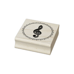 Treble Clef Music Note Design Rubber Stamp