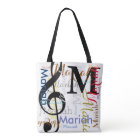 Treble Clef Music Note Monogram with Colour Names