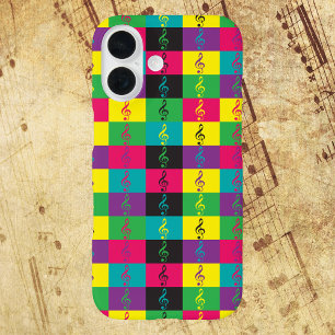 Treble Clef Music Pattern Bright iPhone 16 Case