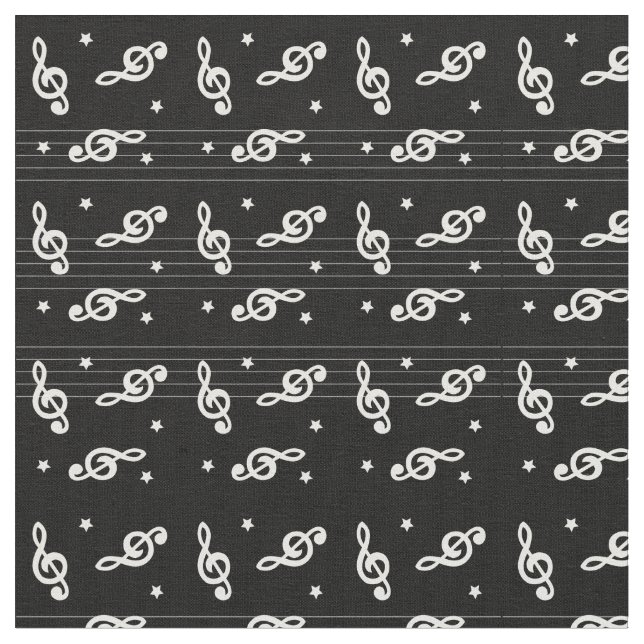 Treble Clef Music Pattern Fabric (Close Up)