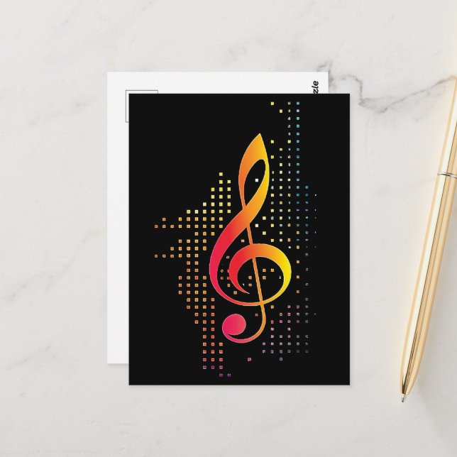Treble Clef Music Postcard (Front/Back In Situ)