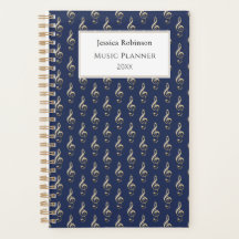 Treble Clef Music Themed Pattern Elegant Navy Blue
