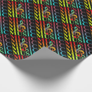Treble Clef Music Typography Colourful Graphic Wrapping Paper
