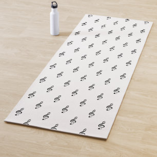 Treble Clef Musical Black White Singer Yoga Mat