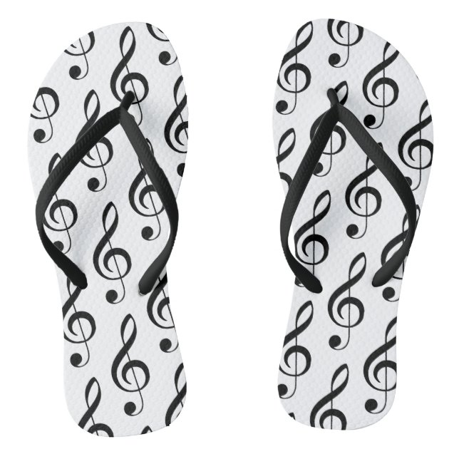 Treble Clef Musical Black White Song Music         Thongs (Footbed)