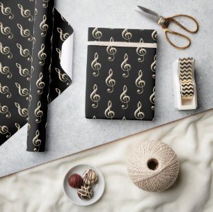 Treble Clef Musical Symbol Music Lover's Black Wrapping Paper