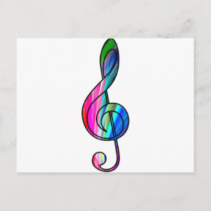 Treble clef note in color_ postcard