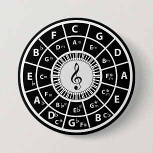 Treble clef Piano Keys Circle of Fifths 7.5 Cm Round Badge