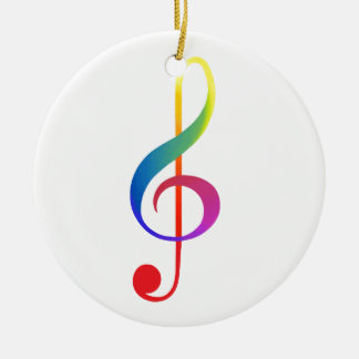 treble clef rainbow colours ceramic ornament
