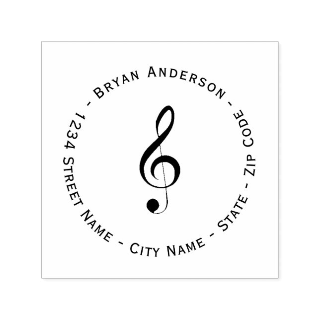 Treble Clef Return Address Self-inking Stamp (Design)
