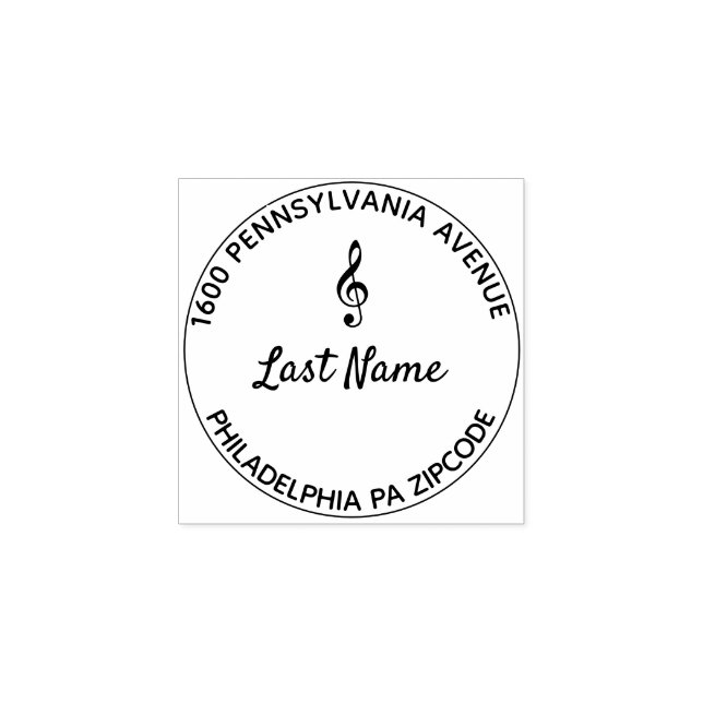 Treble Clef Round Rubber Stamp (Imprint)