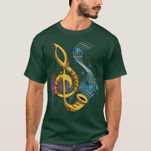 Treble Clef Saxophone Player Jazz Music Instrument T-Shirt