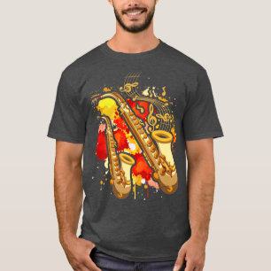 Treble Clef Saxophonist Music Jazz Instrument Saxo T-Shirt
