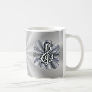 Treble Clef Silver Customisable Coffee Mug