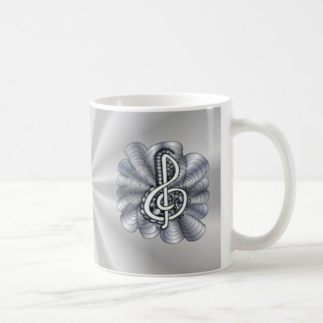 Treble Clef Silver Customisable Coffee Mug (Right)