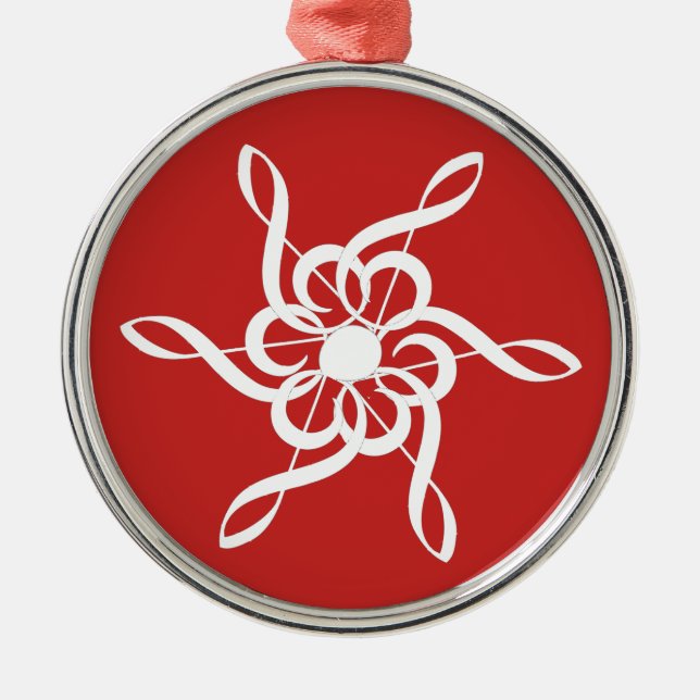 Treble Clef Snowflake Musical Christmas Ornament (Front)
