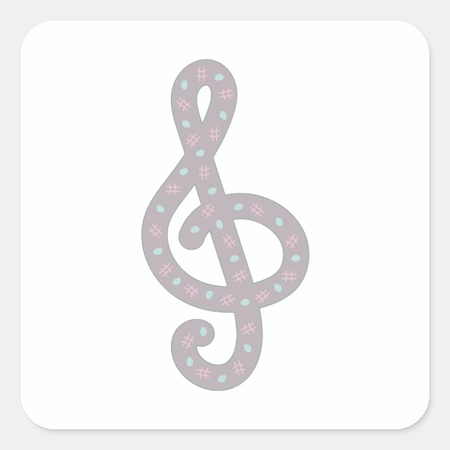treble clef square sticker (Front)