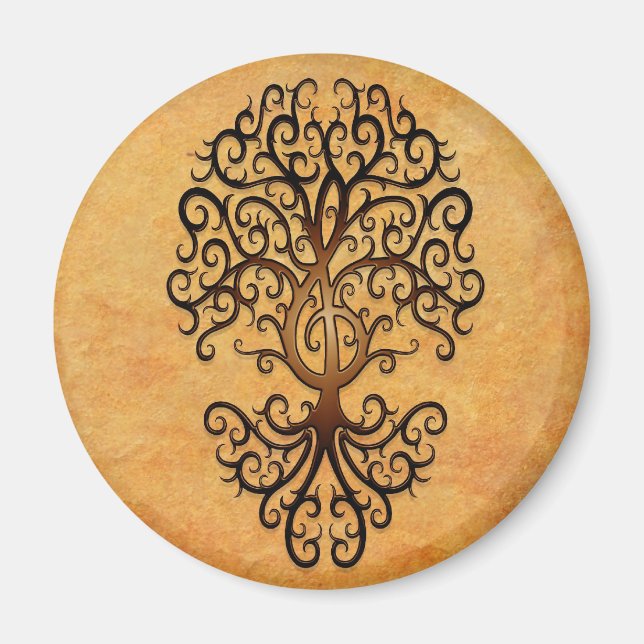 Treble Clef Tree, brown Magnet (Front)