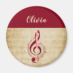 Treble Clef Vintage Music Magnet
