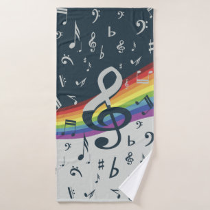 Treble Clef Wave Rainbow Colours Bath Towel Set