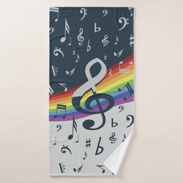 Treble Clef Wave Rainbow Colours Bath Towel Set (Bath Towel)