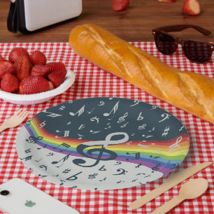 Treble Clef Wave Rainbow Colours Paper Plate