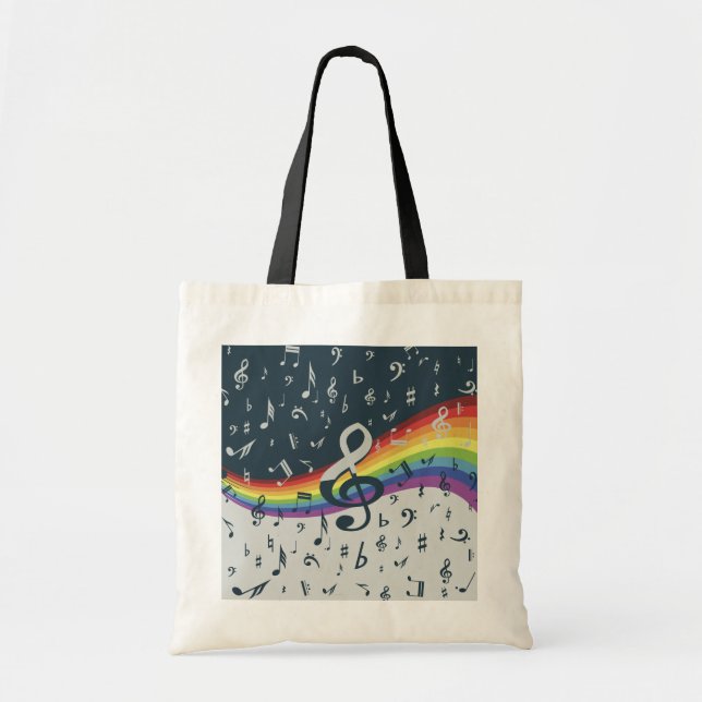 Treble Clef Wave Rainbow Colours Tote Bag (Front)