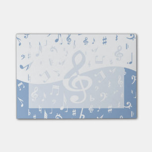 Treble Clef Wave Sky Blue and White Post-it Notes
