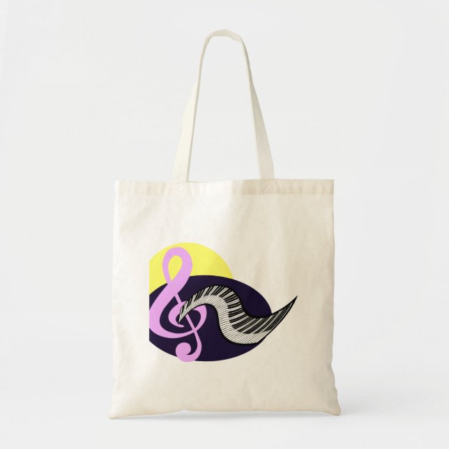 Treble Clef with keyboard graphic Tote Bag (Front)