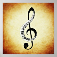 Treble Clef with Piano Keys