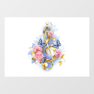 Treble clef with Pink Roses